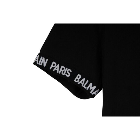 Balmain Mens T Shirt Size Small Small Black White Cotton Paris Logo Trim Sleeves - Picture 4 of 7